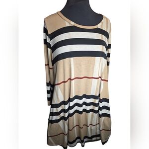 Striped Beige and Black Women's Tunic